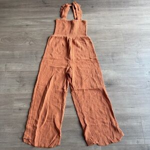 Madewell Lightspun Gauze Lucie Flutter-Sleeve Jumpsuit - size 00 - rustic orange